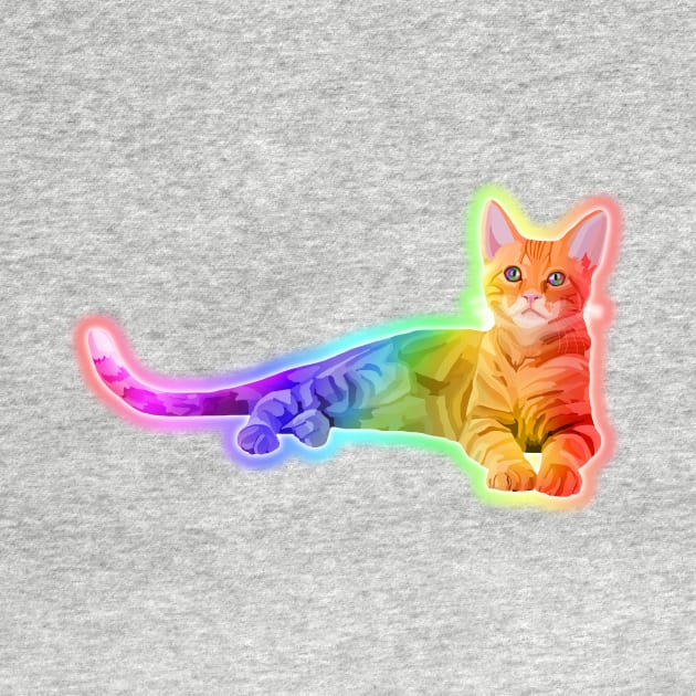 Neon Rainbow Glowing Kitten by Art by Deborah Camp